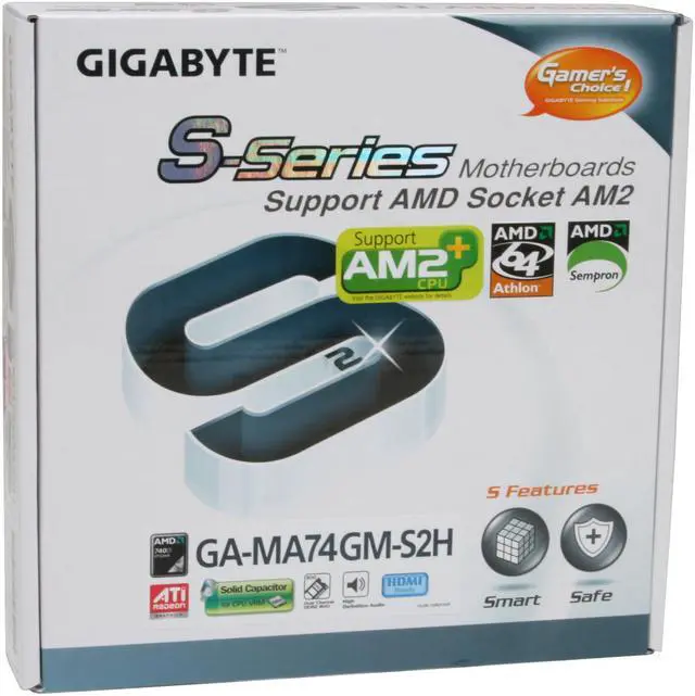 Alt view image 7 of 7 - GIGABYTE GA-MA74GM-S2H AM2+/AM2 AMD 740G HDMI Micro ATX AMD Motherboard