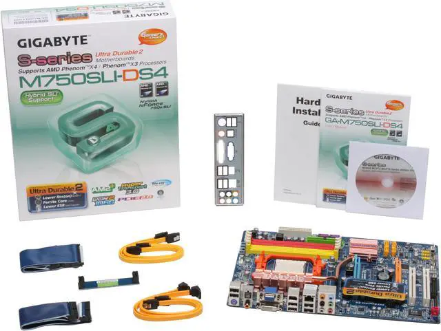 Alt view image 2 of 2 - GIGABYTE GA-M750SLI-DS4 AM2+/AM2 NVIDIA nForce 750a SLI ATX AMD Motherboard