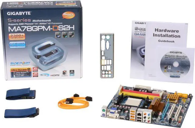 Alt view image 5 of 5 - GIGABYTE GA-MA78GPM-DS2H AM2+/AM2 AMD 780G HDMI Micro ATX AMD Motherboard
