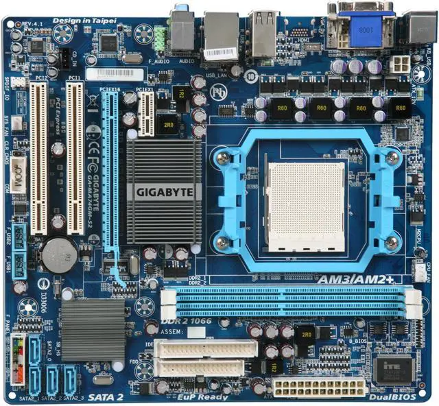 Alt view image 3 of 5 - GIGABYTE GA-MA74GM-S2 AM3/AM2+/AM2 AMD 740G Micro ATX AMD Motherboard