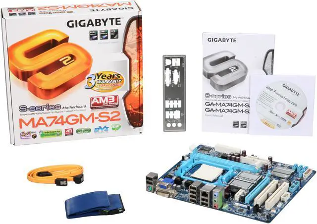 Alt view image 5 of 5 - GIGABYTE GA-MA74GM-S2 AM3/AM2+/AM2 AMD 740G Micro ATX AMD Motherboard