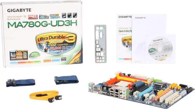 Alt view image 5 of 5 - GIGABYTE GA-MA780G-UD3H AM2+/AM2 AMD 780G HDMI ATX AMD Motherboard