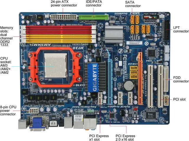 Alt view image 3 of 5 - GIGABYTE GA-MA785G-UD3H AM3/AM2+/AM2 AMD 785G HDMI ATX AMD Motherboard
