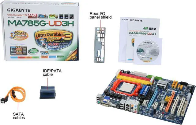 Alt view image 5 of 5 - GIGABYTE GA-MA785G-UD3H AM3/AM2+/AM2 AMD 785G HDMI ATX AMD Motherboard
