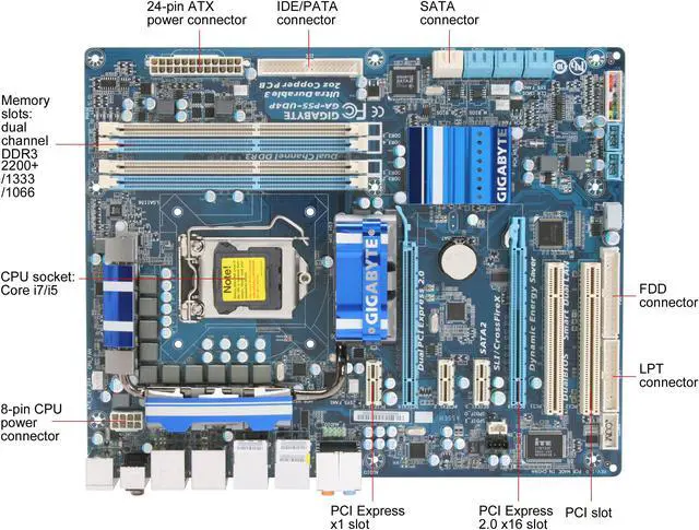Alt view image 9 of 11 - GIGABYTE GA-P55-UD4P LGA 1156 Intel P55 ATX Intel Motherboard