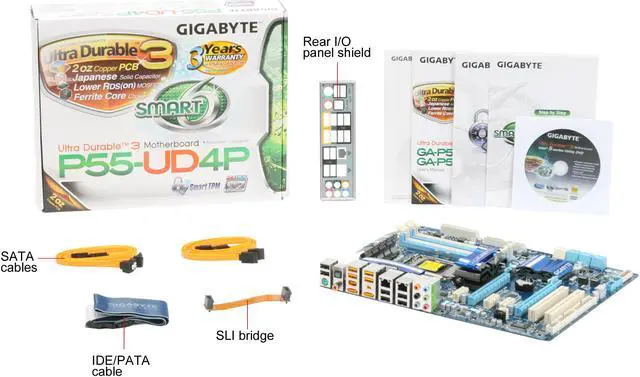 Alt view image 11 of 11 - GIGABYTE GA-P55-UD4P LGA 1156 Intel P55 ATX Intel Motherboard