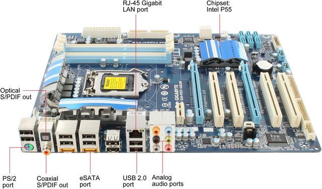 Alt view image 8 of 10 - GIGABYTE GA-P55-UD3R LGA 1156 Intel P55 ATX Intel Motherboard