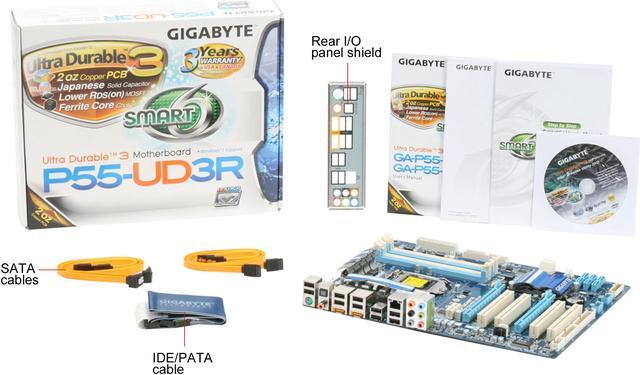 Alt view image 10 of 10 - GIGABYTE GA-P55-UD3R LGA 1156 Intel P55 ATX Intel Motherboard