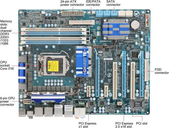 Alt view image 9 of 11 - GIGABYTE GA-P55-UD5 LGA 1156 Intel P55 ATX Intel Motherboard