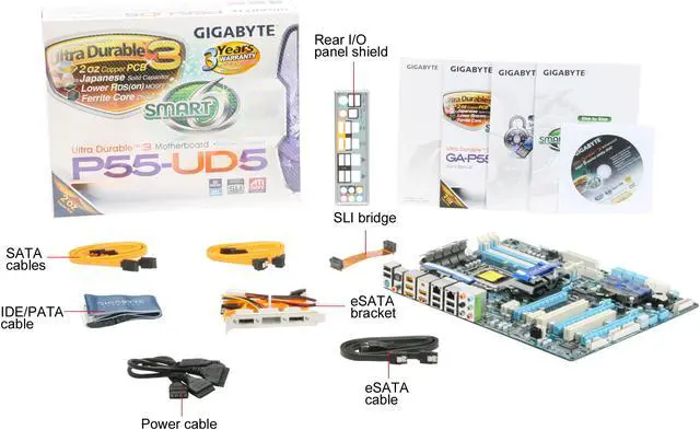 Alt view image 11 of 11 - GIGABYTE GA-P55-UD5 LGA 1156 Intel P55 ATX Intel Motherboard