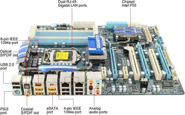 Alt view image 8 of 11 - GIGABYTE GA-P55-UD6 LGA 1156 Intel P55 ATX Intel Motherboard