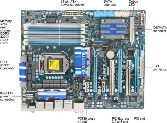 Alt view image 9 of 11 - GIGABYTE GA-P55-UD6 LGA 1156 Intel P55 ATX Intel Motherboard