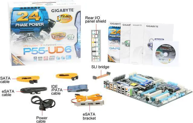 Alt view image 11 of 11 - GIGABYTE GA-P55-UD6 LGA 1156 Intel P55 ATX Intel Motherboard