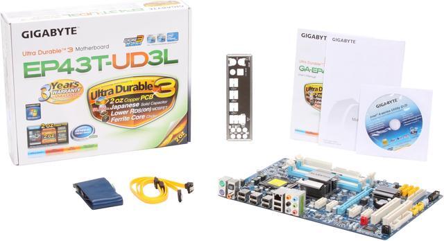 Alt view image 5 of 5 - GIGABYTE GA-EP43T-UD3L LGA 775 Intel P43 ATX Intel Motherboard