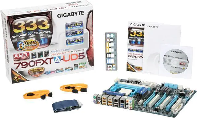 Alt view image 5 of 5 - GIGABYTE GA-790FXTA-UD5 AM3 AMD 790FX USB 3.0 ATX AMD Motherboard