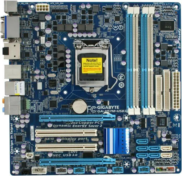 Alt view image 3 of 5 - GIGABYTE GA-H57M-USB3 LGA 1156 Intel H57 HDMI USB 3.0 Micro ATX Intel Motherboard