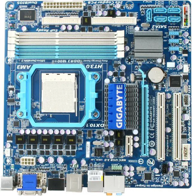 Alt view image 3 of 5 - GIGABYTE GA-785GMT-USB3 AM3 AMD 785G USB 3.0 HDMI Micro ATX AMD Motherboard