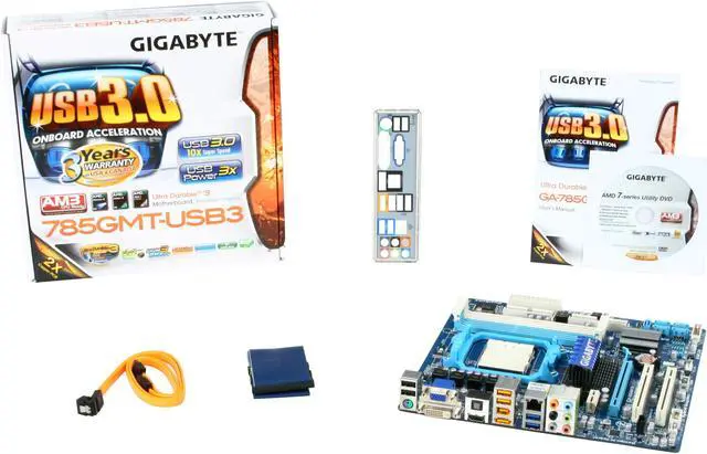 Alt view image 5 of 5 - GIGABYTE GA-785GMT-USB3 AM3 AMD 785G USB 3.0 HDMI Micro ATX AMD Motherboard