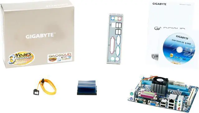 Alt view image 5 of 5 - GIGABYTE GA-D510UD Intel Atom D510 BGA559 Intel NM10 Mini ITX Motherboard / CPU Combo