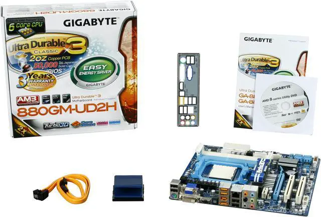 Alt view image 5 of 5 - GIGABYTE GA-880GM-UD2H AM3 AMD 880G HDMI Micro ATX AMD Motherboard