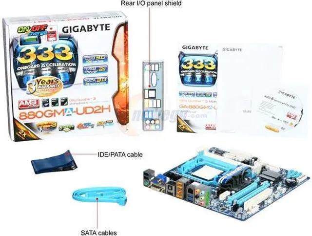 Alt view image 5 of 5 - GIGABYTE GA-880GMA-UD2H AM3 AMD 880G USB 3.0 HDMI Micro ATX AMD Motherboard