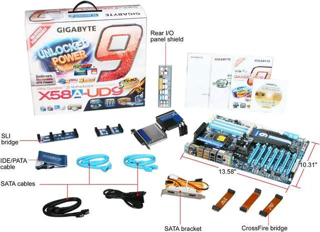 Alt view image 5 of 5 - GIGABYTE GA-X58A-UD9 LGA 1366 Intel X58 USB 3.0 XL ATX Intel Motherboard