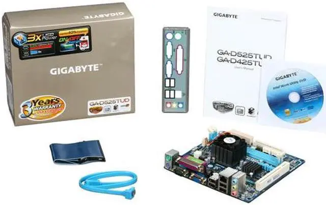 Alt view image 5 of 5 - GIGABYTE GA-D525TUD Intel Atom D525@ 1.8GHz 1M L2 cache BGA559 Intel NM10 Mini ITX Motherboard / CPU Combo