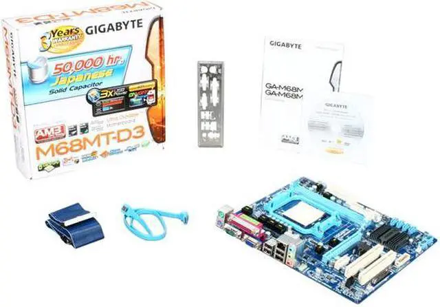 Alt view image 5 of 5 - GIGABYTE GA-M68MT-D3 AM3 NVIDIA GeForce 7025/nForce 630a chipset Micro ATX AMD Motherboard