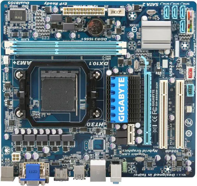 Alt view image 3 of 5 - GIGABYTE GA-880GM-D2H (REV. 3.1) AM3+ AMD 880G HDMI Micro ATX AMD Motherboard