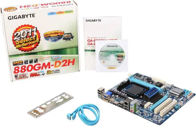 Alt view image 5 of 5 - GIGABYTE GA-880GM-D2H (REV. 3.1) AM3+ AMD 880G HDMI Micro ATX AMD Motherboard