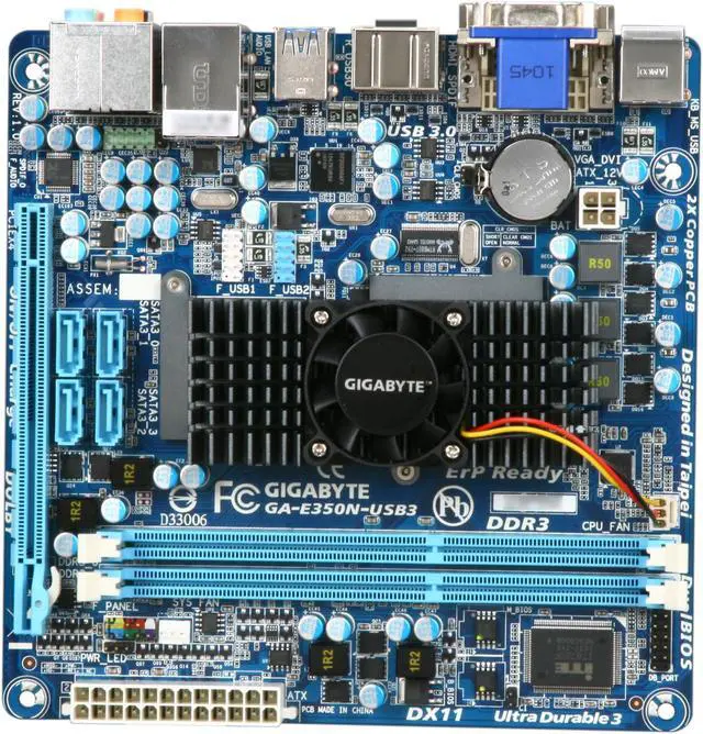 Alt view image 3 of 5 - GIGABYTE GA-E350N-USB3 AMD E-350 APU (1.6GHz, Dual-Core) AMD Hudson-M1 FCH Mini ITX Motherboard / CPU Combo