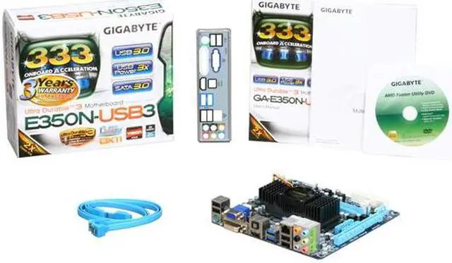 Alt view image 5 of 5 - GIGABYTE GA-E350N-USB3 AMD E-350 APU (1.6GHz, Dual-Core) AMD Hudson-M1 FCH Mini ITX Motherboard / CPU Combo