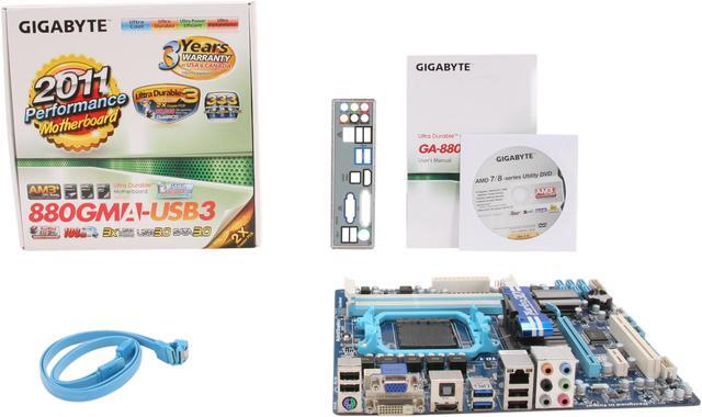 Alt view image 5 of 5 - GIGABYTE GA-880GMA-USB3 AM3+ AMD 880G USB 3.0 HDMI Micro ATX AMD Motherboard
