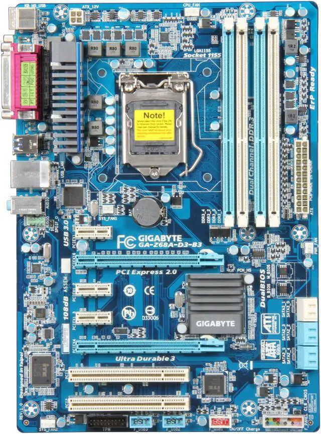 Alt view image 3 of 5 - GIGABYTE GA-Z68A-D3-B3 LGA 1155 Intel Z68 USB 3.0 ATX Intel Motherboard