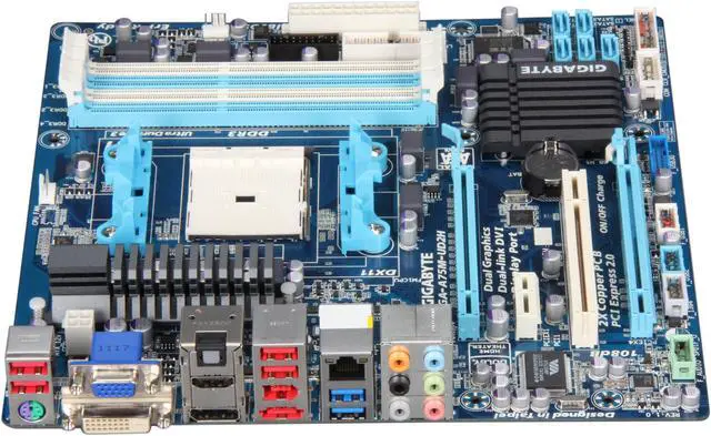 Alt view image 2 of 5 - GIGABYTE GA-A75M-UD2H FM1 AMD A75 (Hudson D3) USB 3.0 HDMI Micro ATX AMD Motherboard