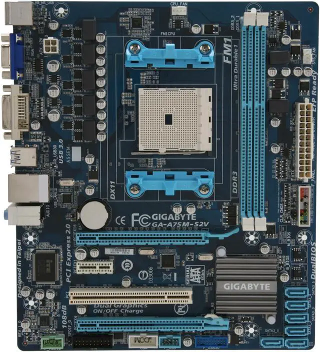 Alt view image 3 of 5 - GIGABYTE GA-A75M-S2V FM1 AMD A75 (Hudson D3) USB 3.0 Micro ATX AMD Motherboard