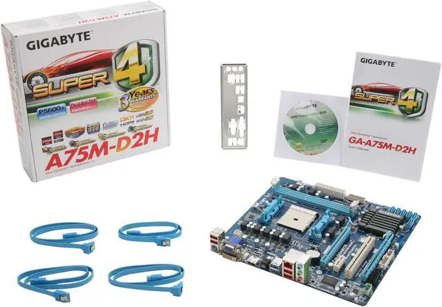 Alt view image 5 of 5 - GIGABYTE GA-A75M-D2H FM1 AMD A75 (Hudson D3) USB 3.0 HDMI Micro ATX AMD Motherboard