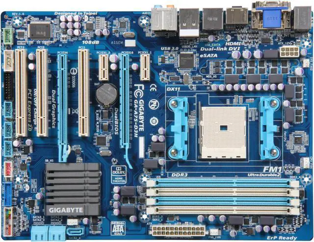 Alt view image 3 of 5 - GIGABYTE GA-A75-D3H FM1 AMD A75 (Hudson D3) USB 3.0 HDMI ATX AMD Motherboard