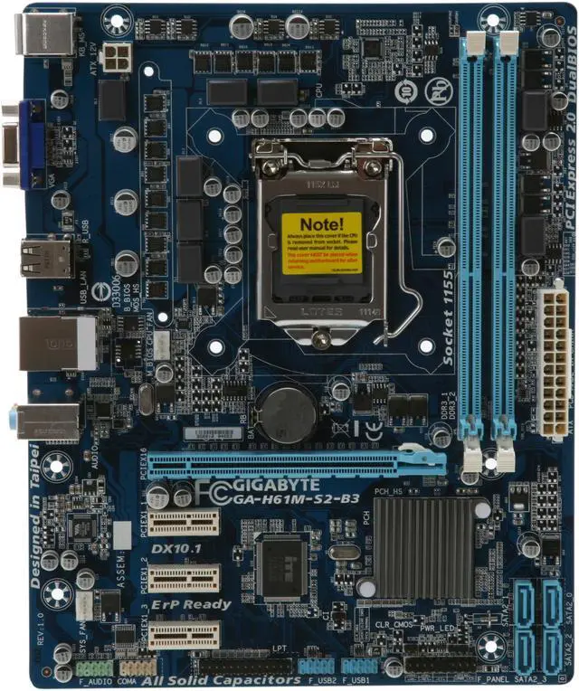 Alt view image 3 of 5 - GIGABYTE GA-H61M-S2-B3 LGA 1155 Intel H61 Micro ATX Intel Motherboard