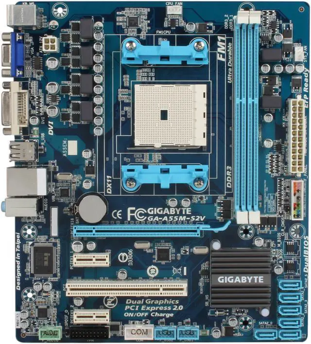 Alt view image 3 of 5 - GIGABYTE GA-A55M-S2V FM1 AMD A55 (Hudson D2) Micro ATX AMD Motherboard