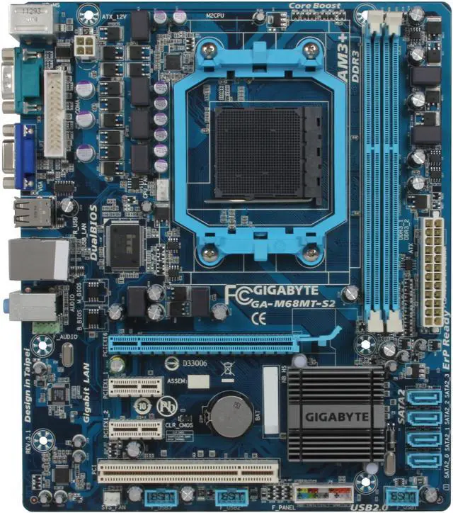 Alt view image 3 of 5 - GIGABYTE GA-M68MT-S2 AM3+ NVIDIA GeForce 7025/nForce 630a chipset Micro ATX AMD Motherboard