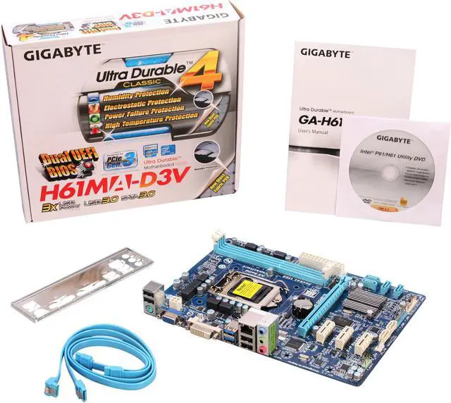 Alt view image 5 of 5 - GIGABYTE GA-H61MA-D3V LGA 1155 Intel H61 USB 3.0 Micro ATX Intel Motherboard