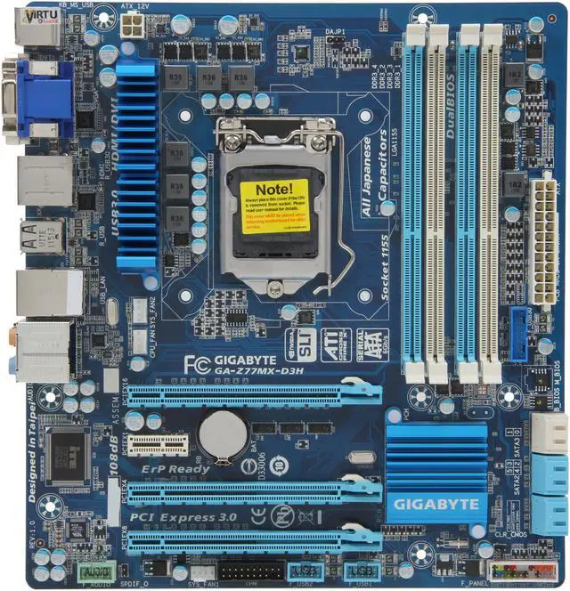 Alt view image 3 of 5 - GIGABYTE GA-Z77MX-D3H LGA 1155 Intel Z77 HDMI USB 3.0 Micro ATX Intel Motherboard