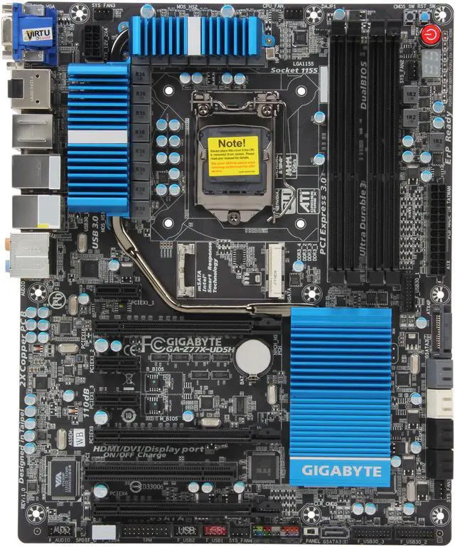 Alt view image 3 of 5 - GIGABYTE GA-Z77X-UD5H-WB LGA 1155 Intel Z77 HDMI USB 3.0 ATX Intel Motherboard