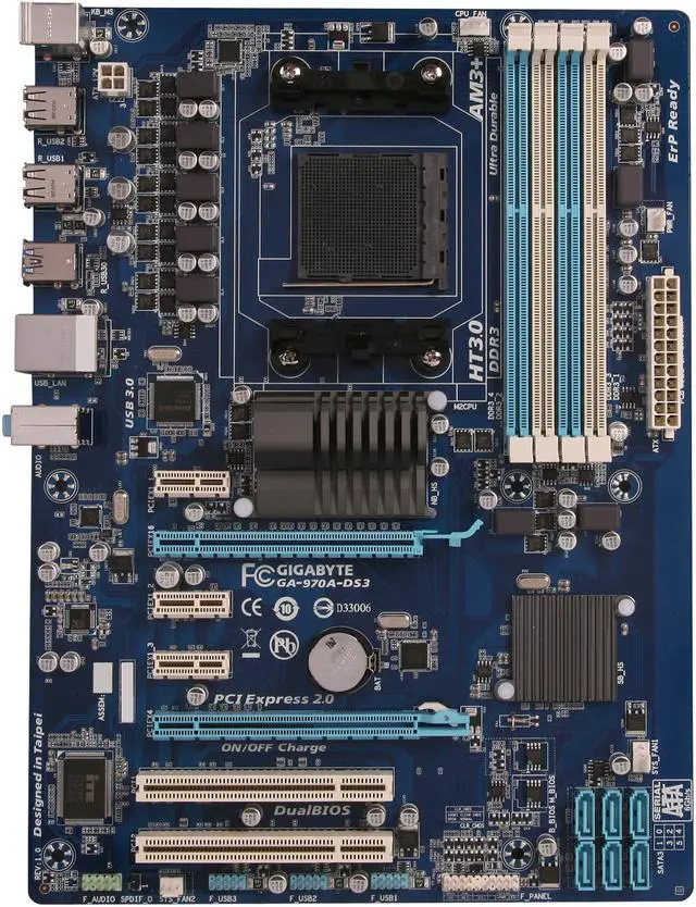 Alt view image 3 of 5 - GIGABYTE GA-970A-DS3 AM3+ AMD 970 + SB950 USB 3.0 ATX AMD Motherboard