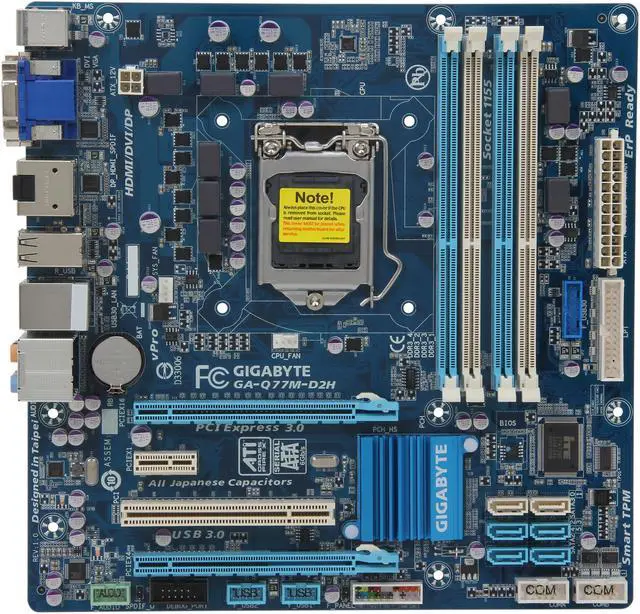 Alt view image 3 of 5 - GIGABYTE GA-Q77M-D2H LGA 1155 Intel Q77 HDMI USB 3.0 Micro ATX Intel Motherboard with UEFI BIOS