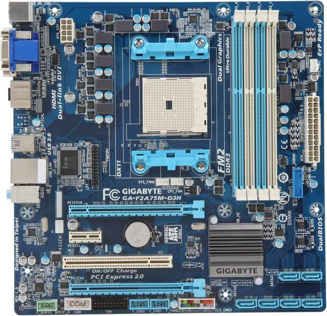 Alt view image 3 of 5 - GIGABYTE GA-F2A75M-D3H FM2 AMD A75 (Hudson D3) USB 3.0 HDMI Micro ATX AMD Motherboard
