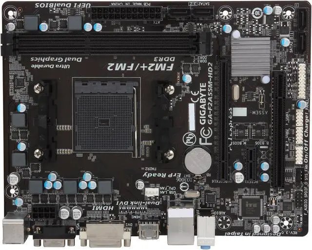 Alt view image 3 of 5 - GIGABYTE GA-F2A55M-HD2 FM2 AMD A55 (Hudson D2) HDMI Micro ATX AMD Motherboard