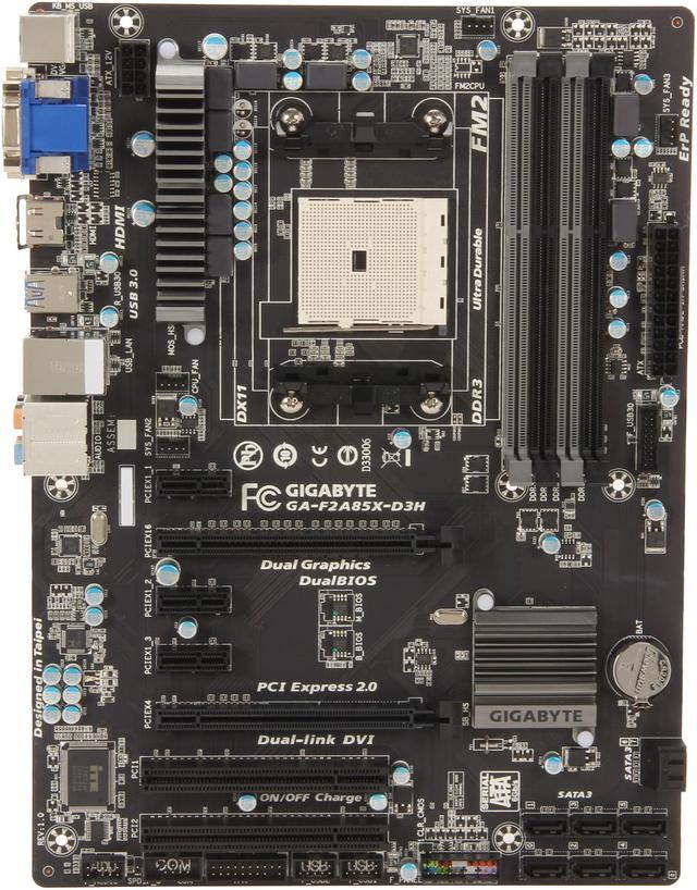 GIGABYTE GA-F2A85X-D3H FM2 AMD A85X (Hudson D4) SATA 6Gb/s USB 3.0 HDMI ATX  AMD Motherboard with UEFI BIOS AMD Motherboards