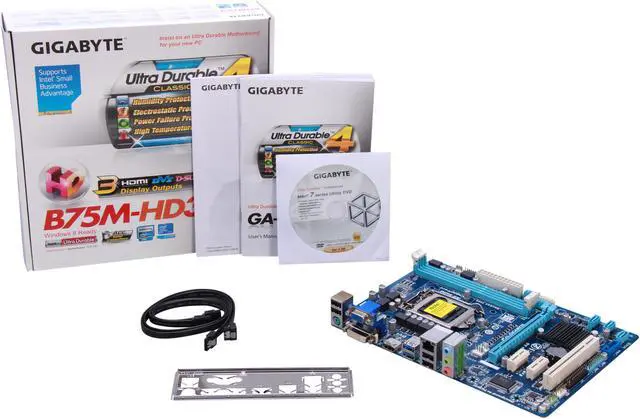 Alt view image 4 of 4 - GIGABYTE GA-B75M-HD3 (rev. 1.0) LGA 1155 Intel B75 HDMI USB 3.0 Micro ATX Intel Motherboard